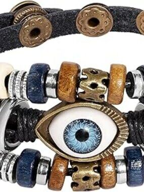 Bohemian Leather Wrap Bracelet Evil Eye Punk Boho